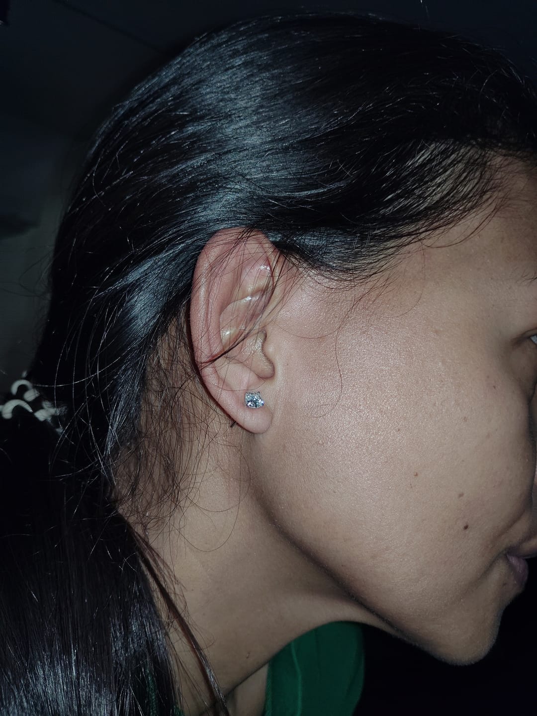 Customer photo review of 1.00 CT Round Cut Lab Grown Diamonds in 14KT White Gold  Stud Earrings