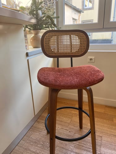 Customer photo review of ALESUND - Lot de 2 tabourets de bar en bois massif et cannage terracotta