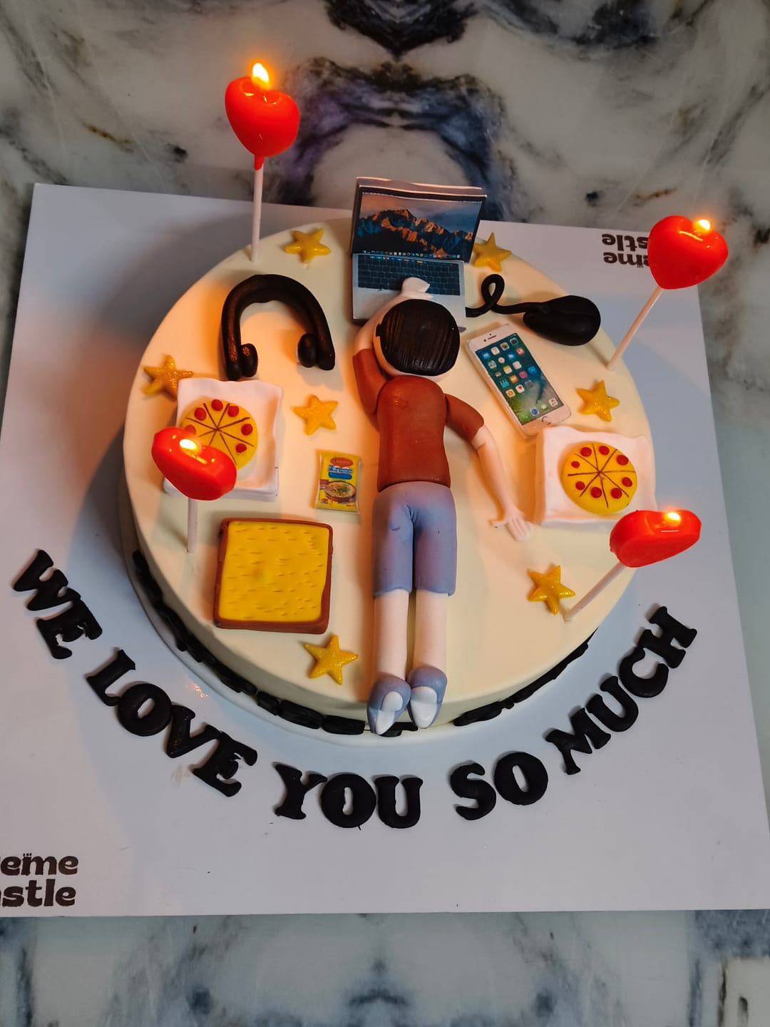 Customer photo review of Lazy Laptop Lover Custom Cake