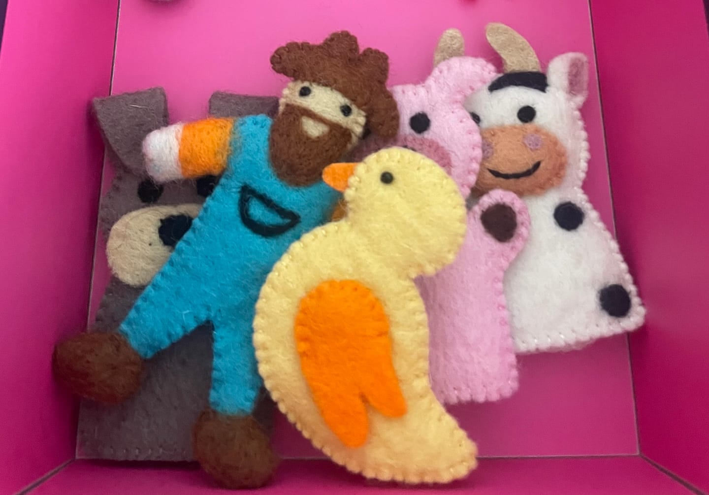 Customer photo review of Old MacDonald Farm Animals A, Finger Puppet Set