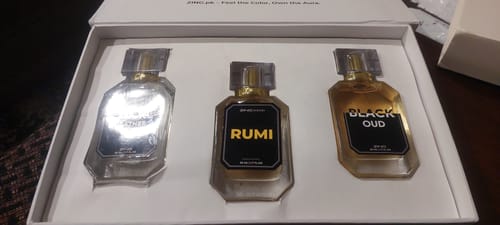 Customer's OUD Supreme BUNDLE showing three different perfume bottles in a white box.
