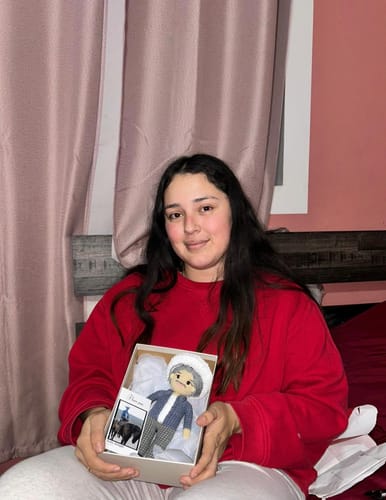 Customer photo review of Dolly® Personalized Crochet Doll with Photo Card