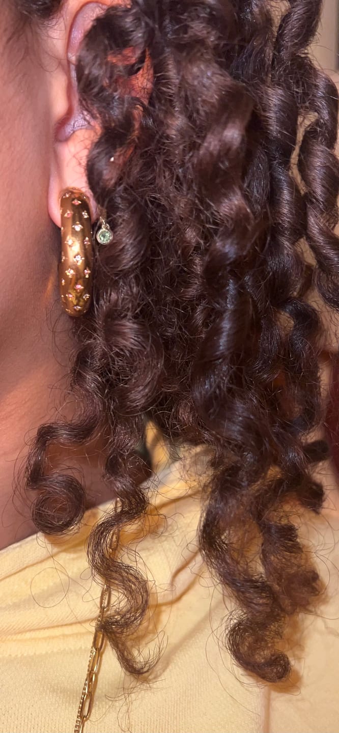 Customer photo review of Petra Gold Multi-Pink Chunky Star Hoops