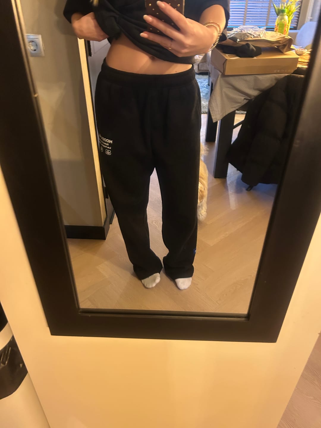 Customer photo review of LABEL STRAIGHT LEG SWEATPANTS BLACK