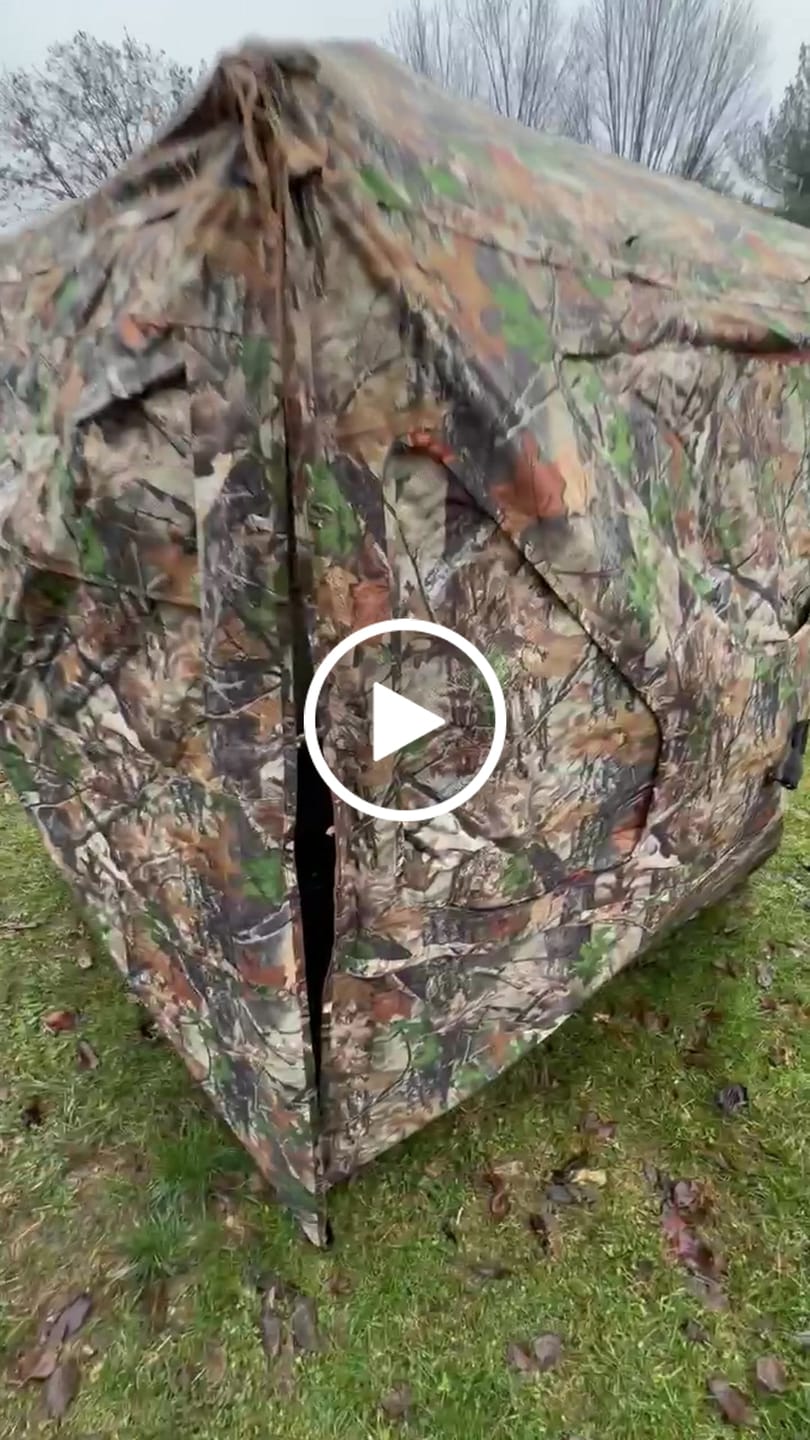 Customer video review of Vis360 See Through Ground Blind | 360° Camouflage Pop Up Hunting Blind for 2/3/4 Person | Portable Deer Blind with Orange Cover