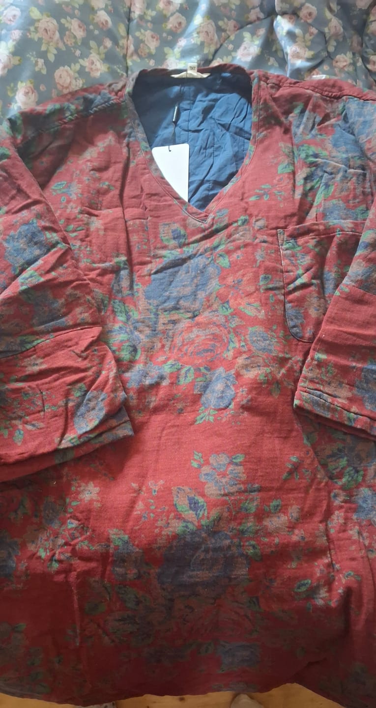 Customer photo review of Plus Size Women Vitage Flower V-Neck Padded Long Coat