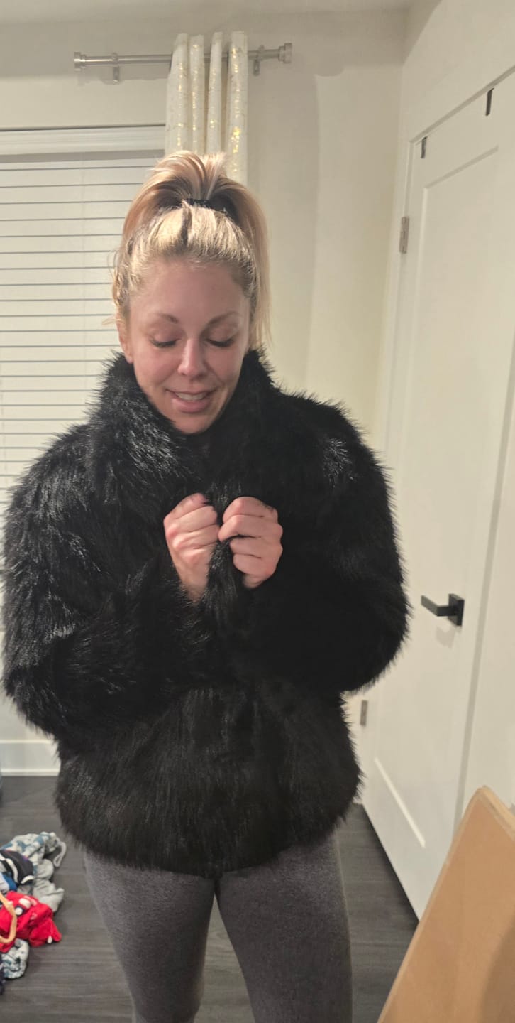 Customer photo review of Jenna Faux Fur Coat