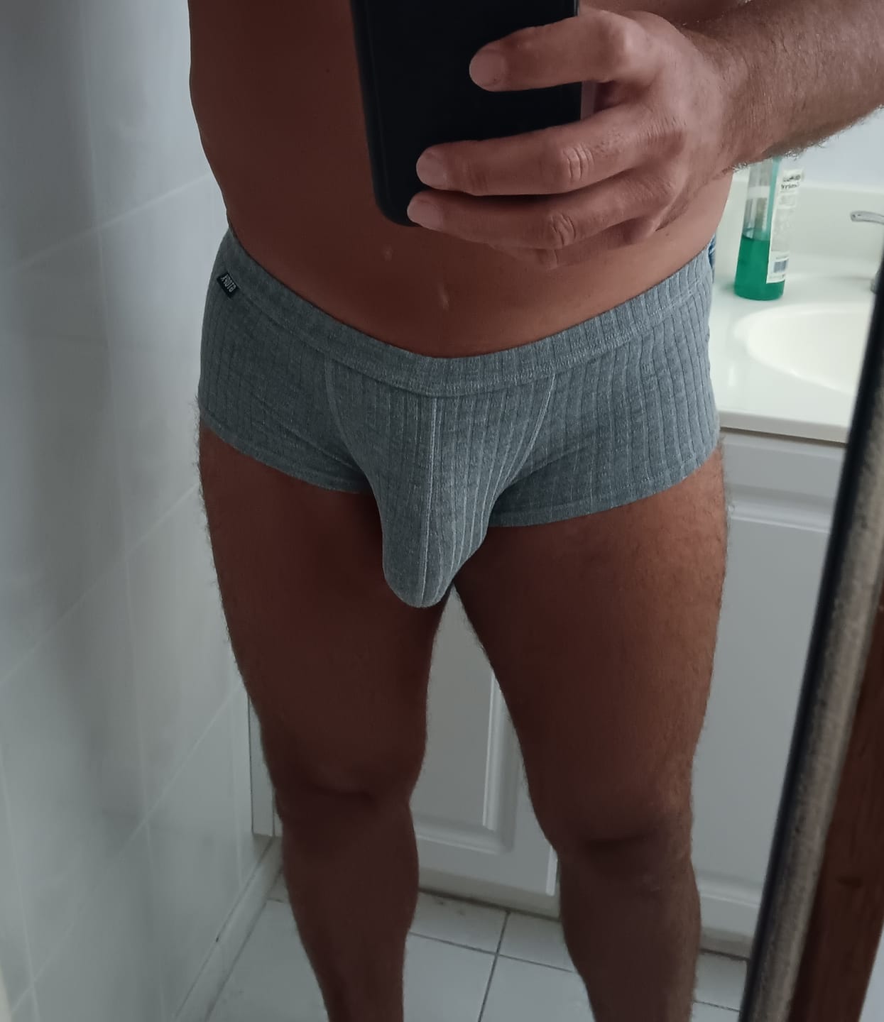 Customer photo review of Men's Threaded Fabric U-Raised Low Rise Trunks