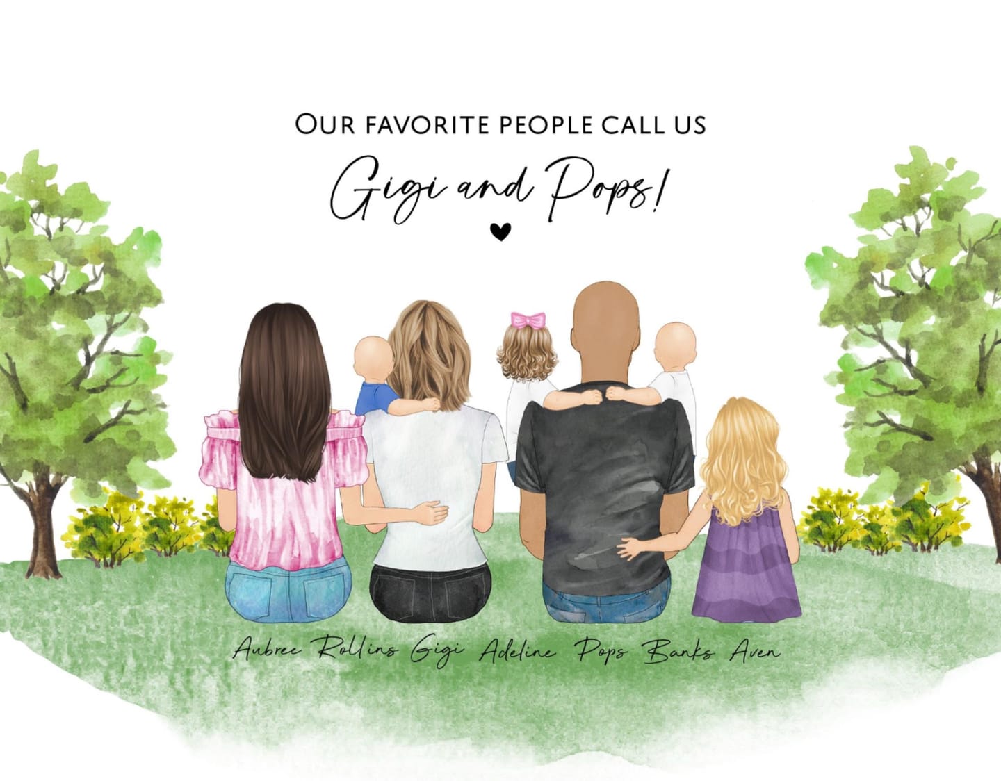 Customer photo review of Custom Family Portrait – Personalized Wall Art with Grandkids & Grandpa Gift