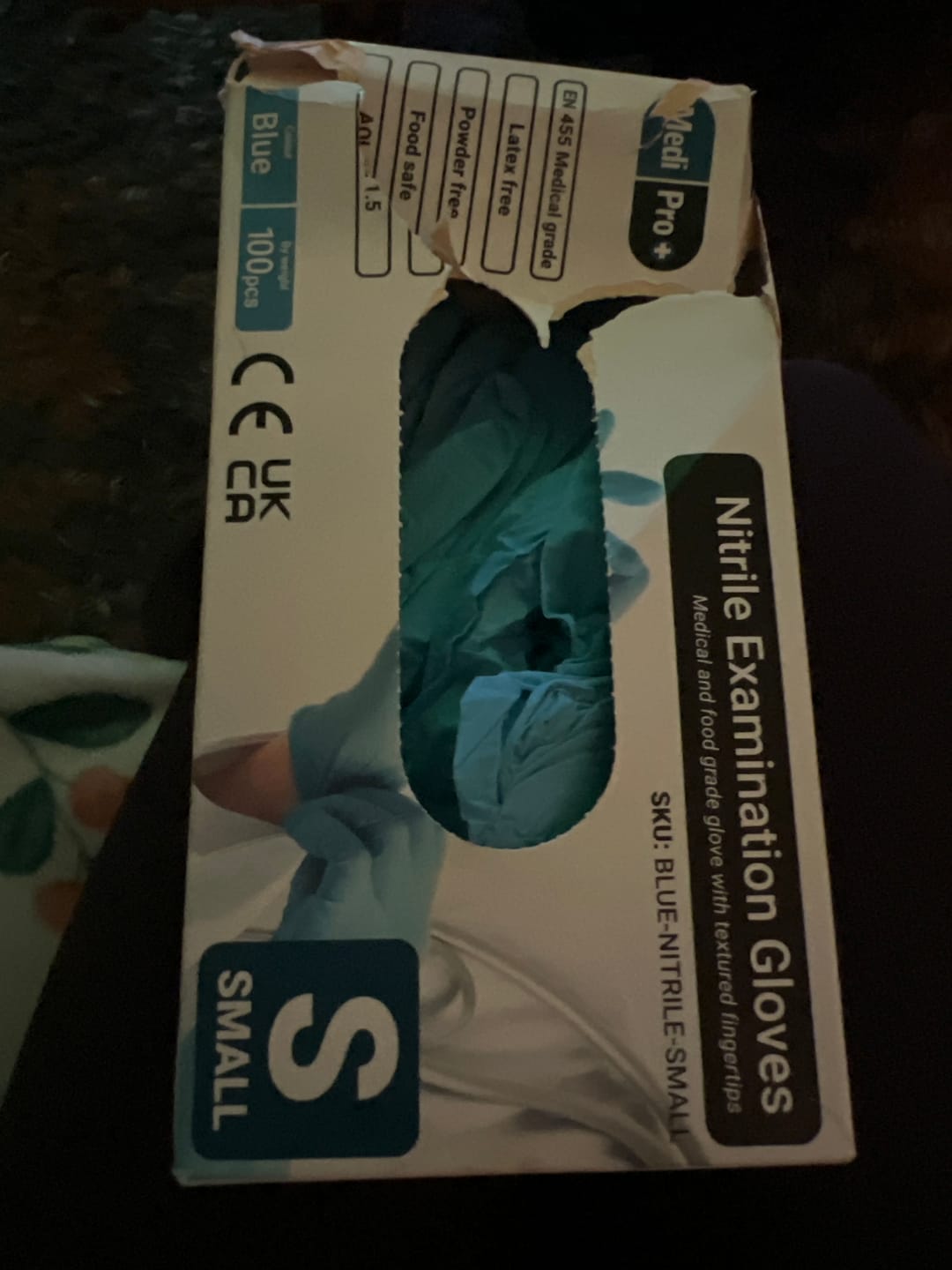 Customer photo review of Blue Nitrile Gloves Medical Grade Cat III PPE Small x 100