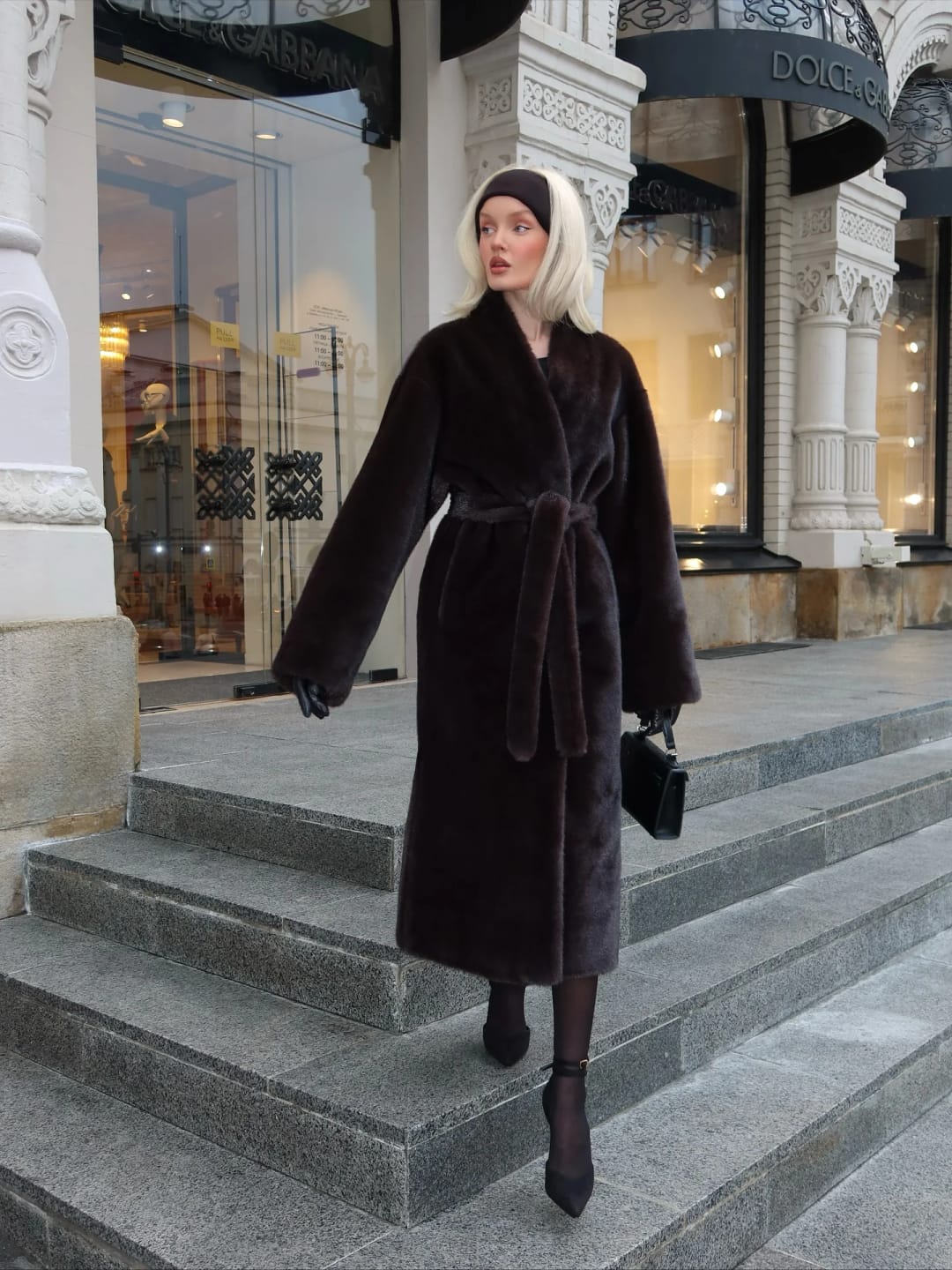 Customer photo review of Suzy Faux Fur Maxi Coat