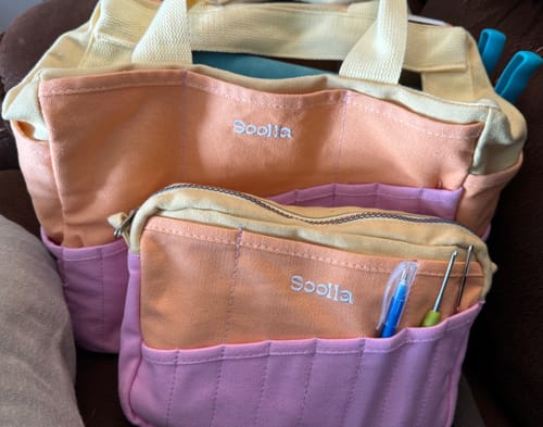 Customer photo review of Soolla Studio Bag + Pouch Bundle, Becca Sands