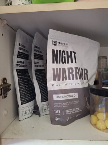 Customer photo review of Night warrior Caffeine-free Pre-workout