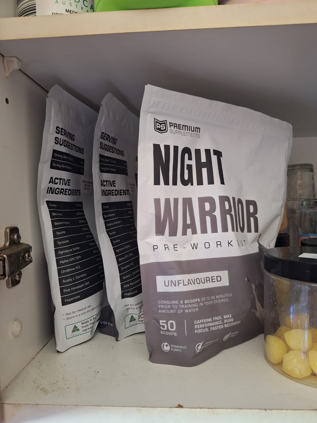 Customer photo review of Night warrior Caffeine-free Pre-workout