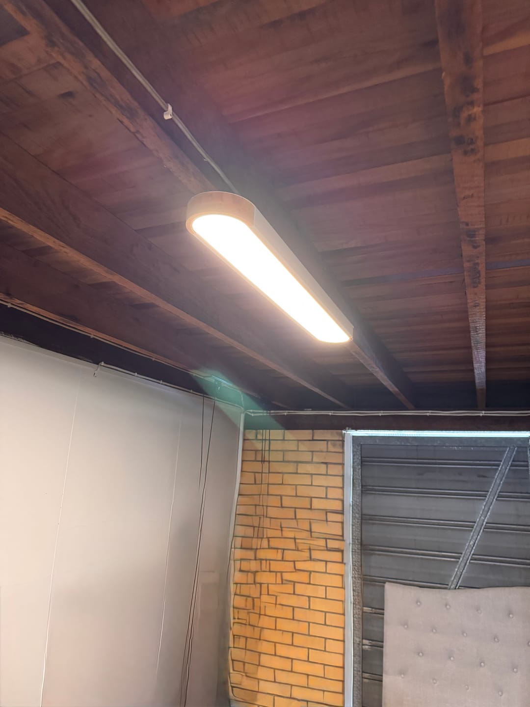 Customer photo review of Oval Led Flush Mount With Wood Accent