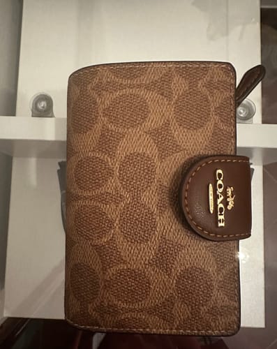 Customer photo review of Medium Corner Zip Wallet In Signature Canvas (Gold/Tan/Brown)