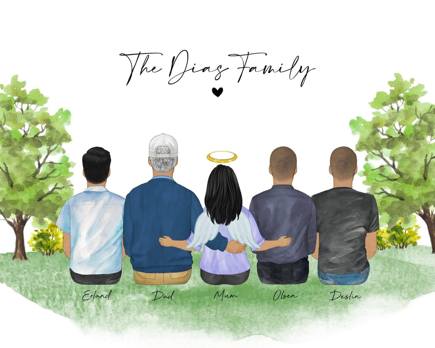 Customer photo review of Custom Family Portrait with Pets & Kids - Our Family Name