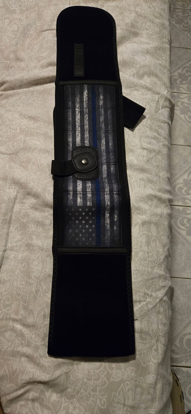 Customer photo review of BravoBelt Belly Band Holster for Concealed Carry - Unisex  - Blue Line Edition