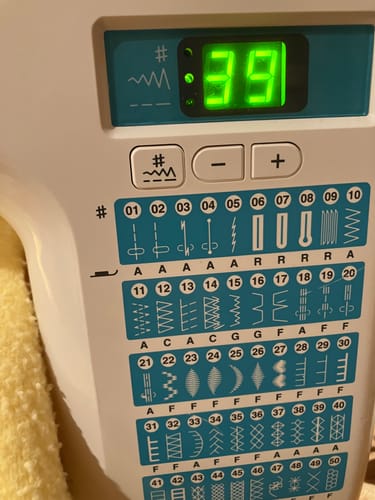 Customer's Janome sewing machine display, now functional and selecting stitches after installing the Printed Circuit Board.