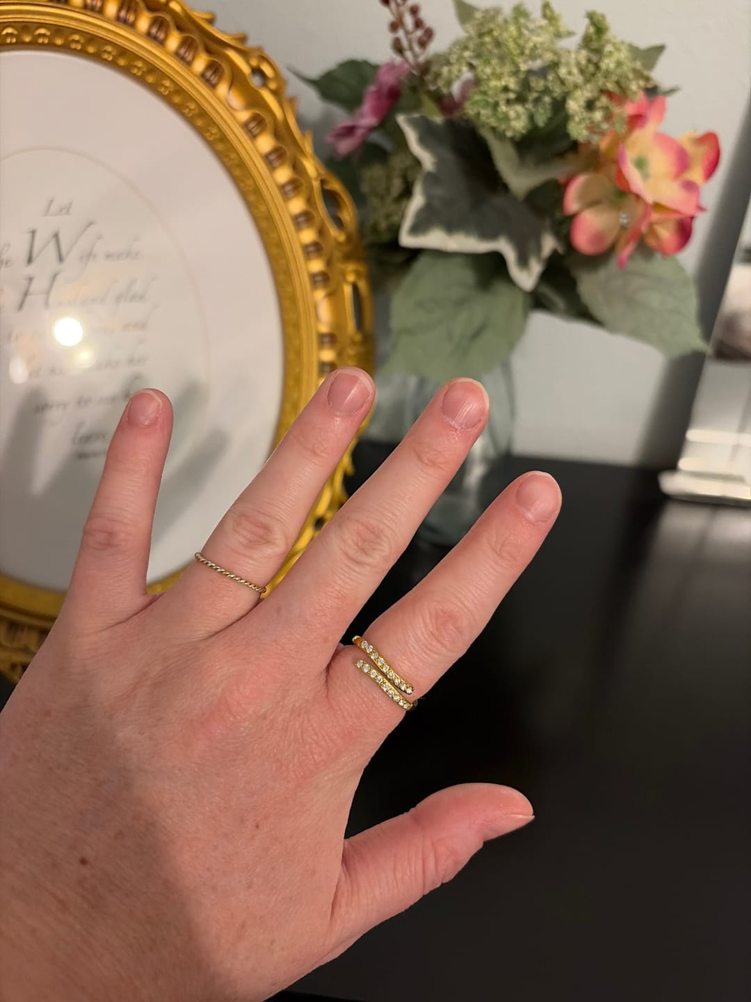 Customer photo review of Layered Gold & Crystal Wrap Ring