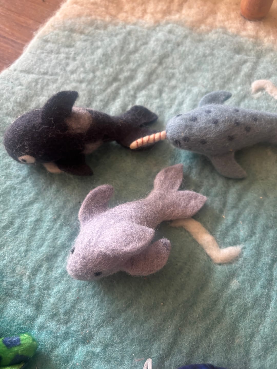 Customer photo review of Felt Ocean Marine Mammals Toys - Orca, Whale, Dolphin, Narwhal