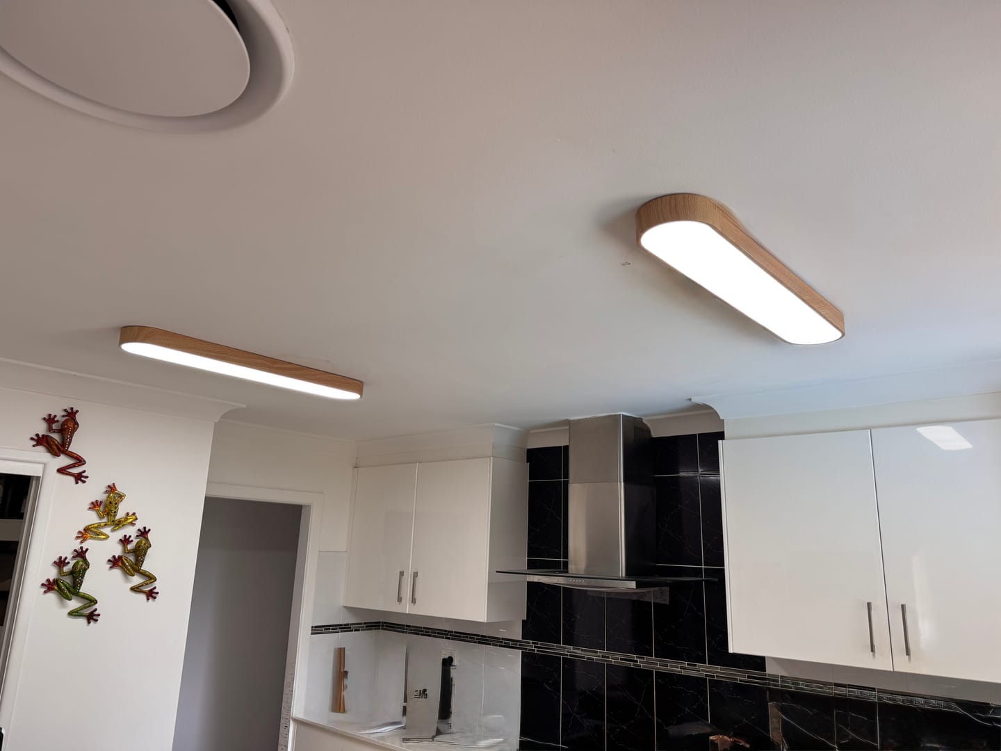 Customer photo review of Nordic 1-Light Oval Shape Led Ceiling Flush Mount With Wood Accent