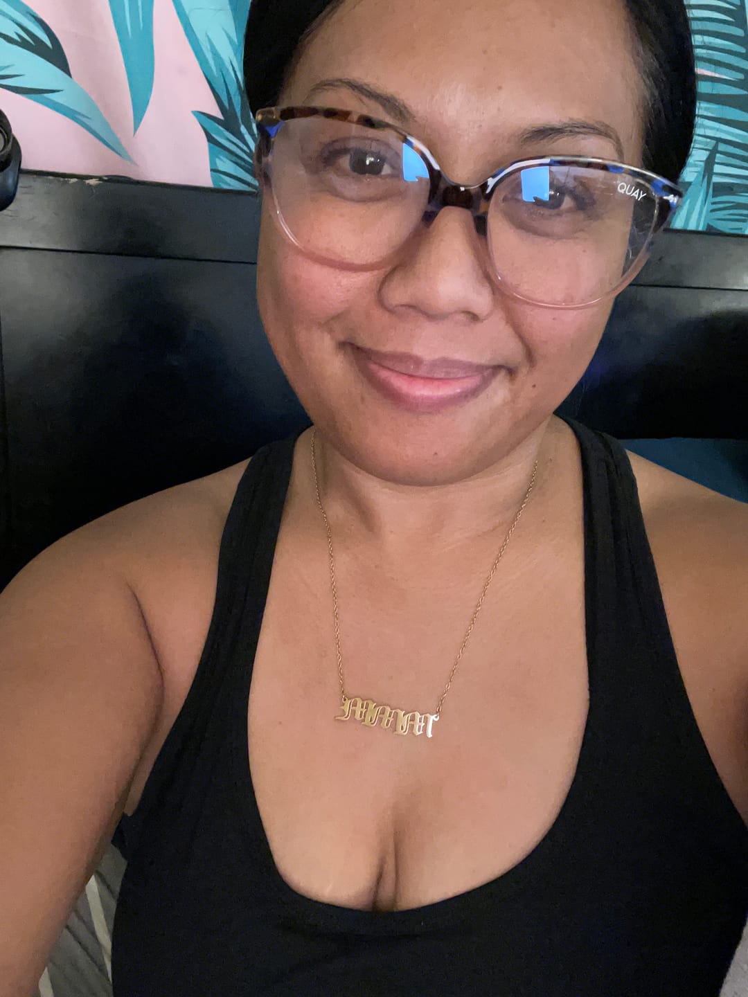 Customer photo review of Gothic Name Necklace
