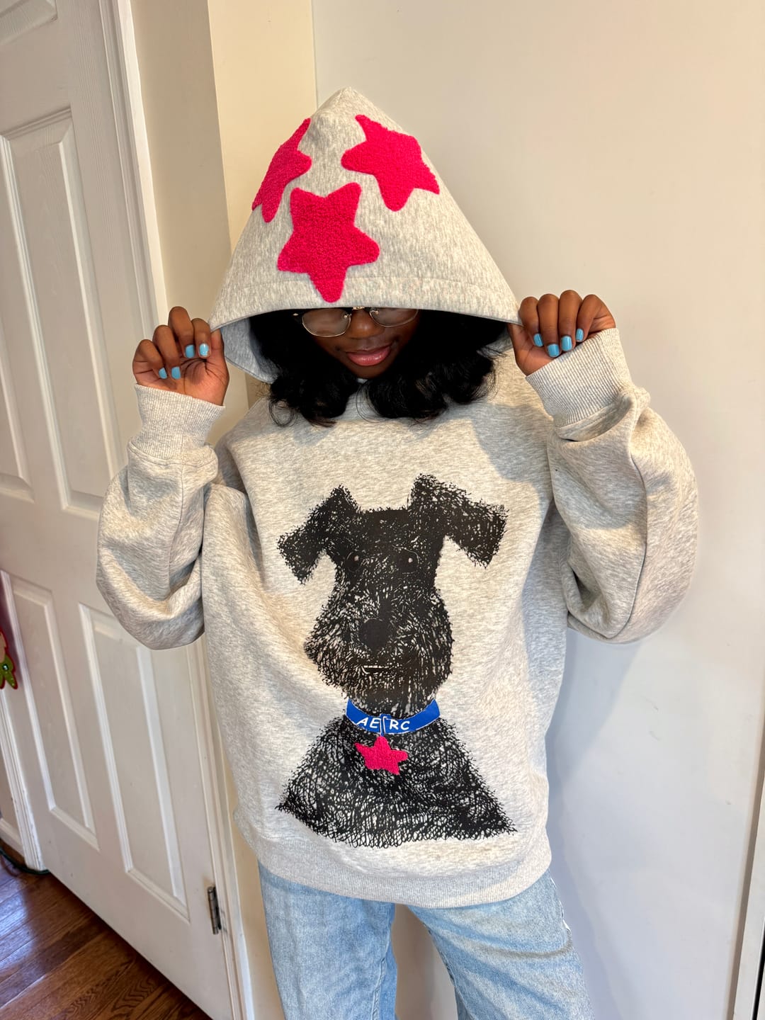 Customer photo review of Aelfric Eden Oversized Graffiti Dog Graphic Hoodie