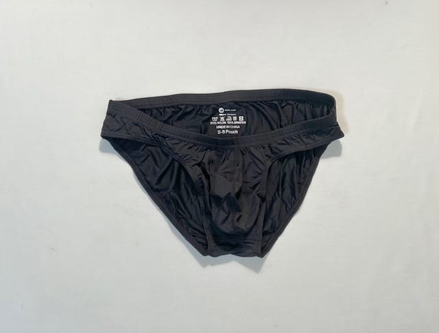 Customer photo review of Nylon 0in Low-Rise Bikini Briefs No Fly 3pk Black/Gray/White