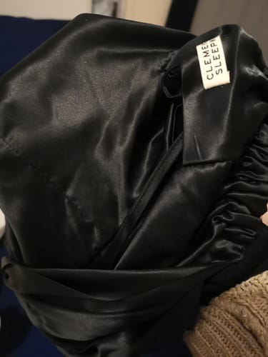 Customer photo review of Organic Silk Hair Bonnet