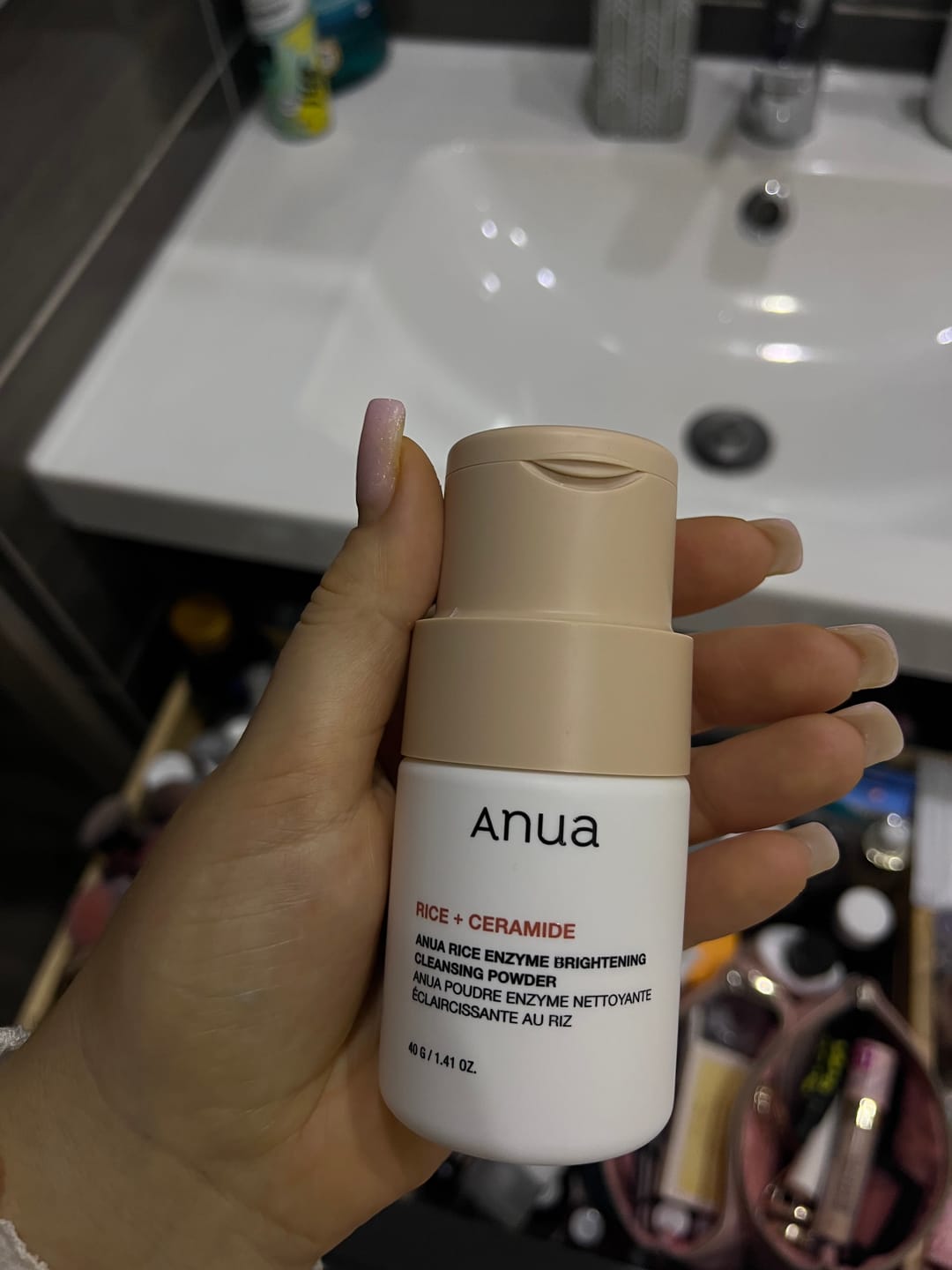 Customer photo review of Enzīmu pūderis ar rīsiem mirdzuma piešķiršanai ādai Anua Rice Enzyme Brightening Cleansing Powder