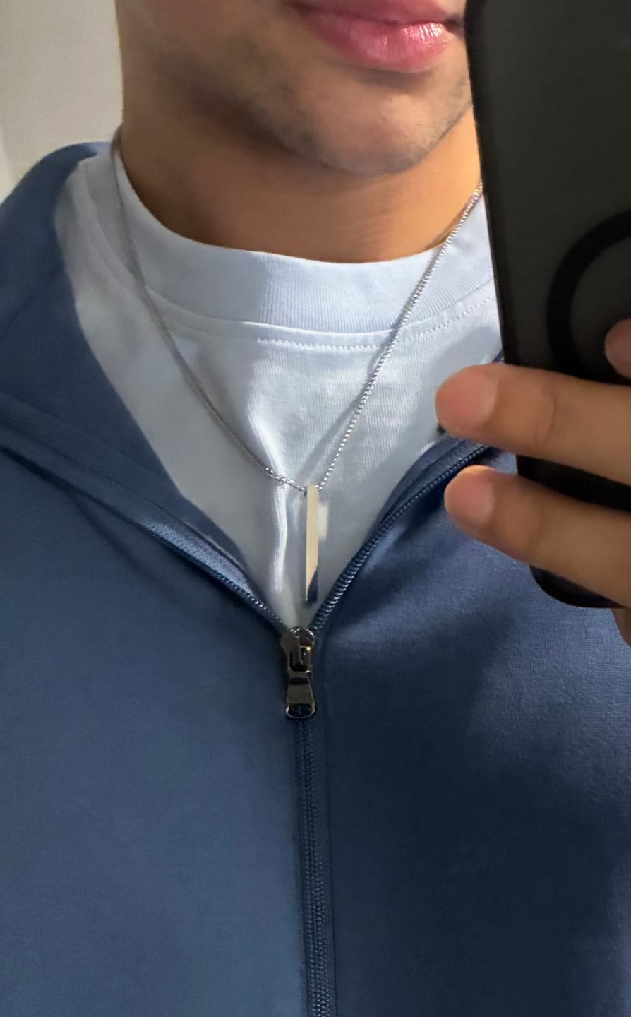 Customer photo review of Silver Personalised Bar Necklace