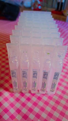 Customer photo review of Suero Fisiológico – Cloruro de Sodio 10 ml (50 Ampollas)