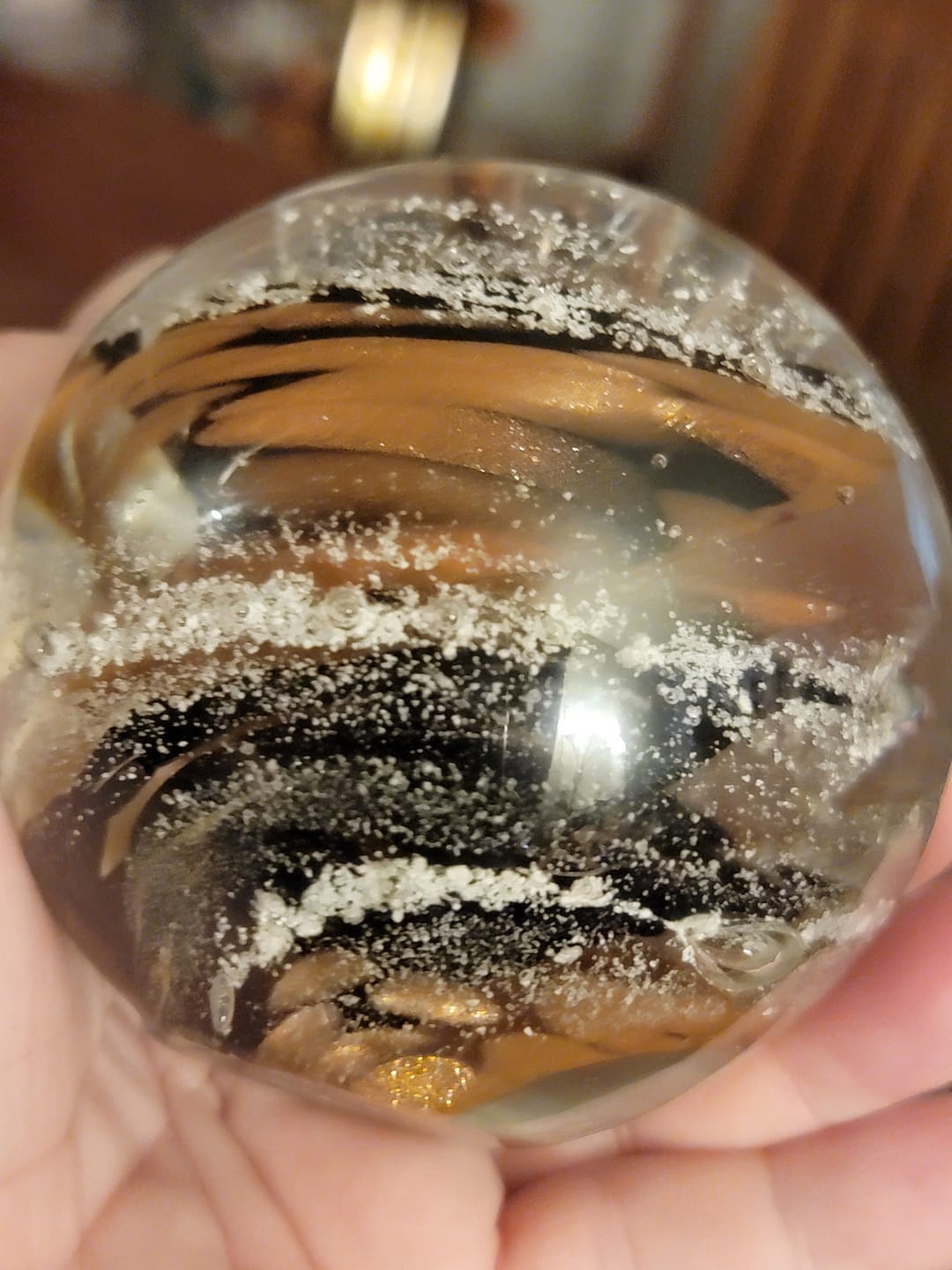 Customer photo review of Tranquil Swirl Paperweight with Cremation Ash