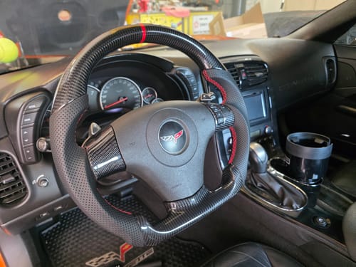 Customer photo review of Genuine Carbon Fiber Steering Wheel With Button Trim For C6 Corvette 2006-2011