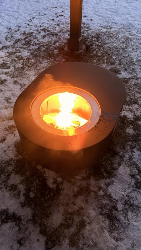 Customer photo review of SUNJOY 38 Inch Stainless Steel Smokeless Fire Pit with Waterproof Cover and Poker