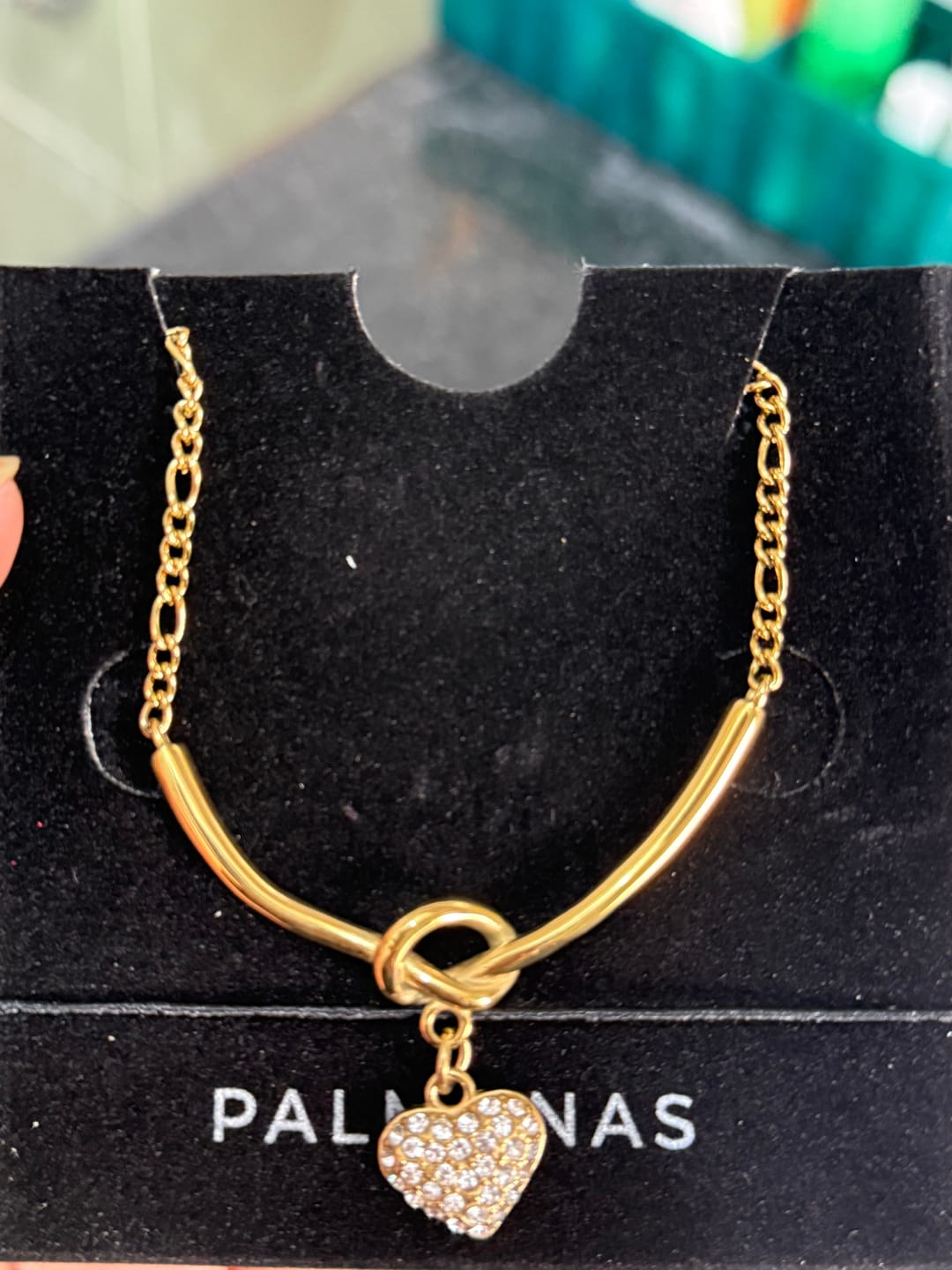 Customer photo review of Crystal Heart Charm Gold Necklace