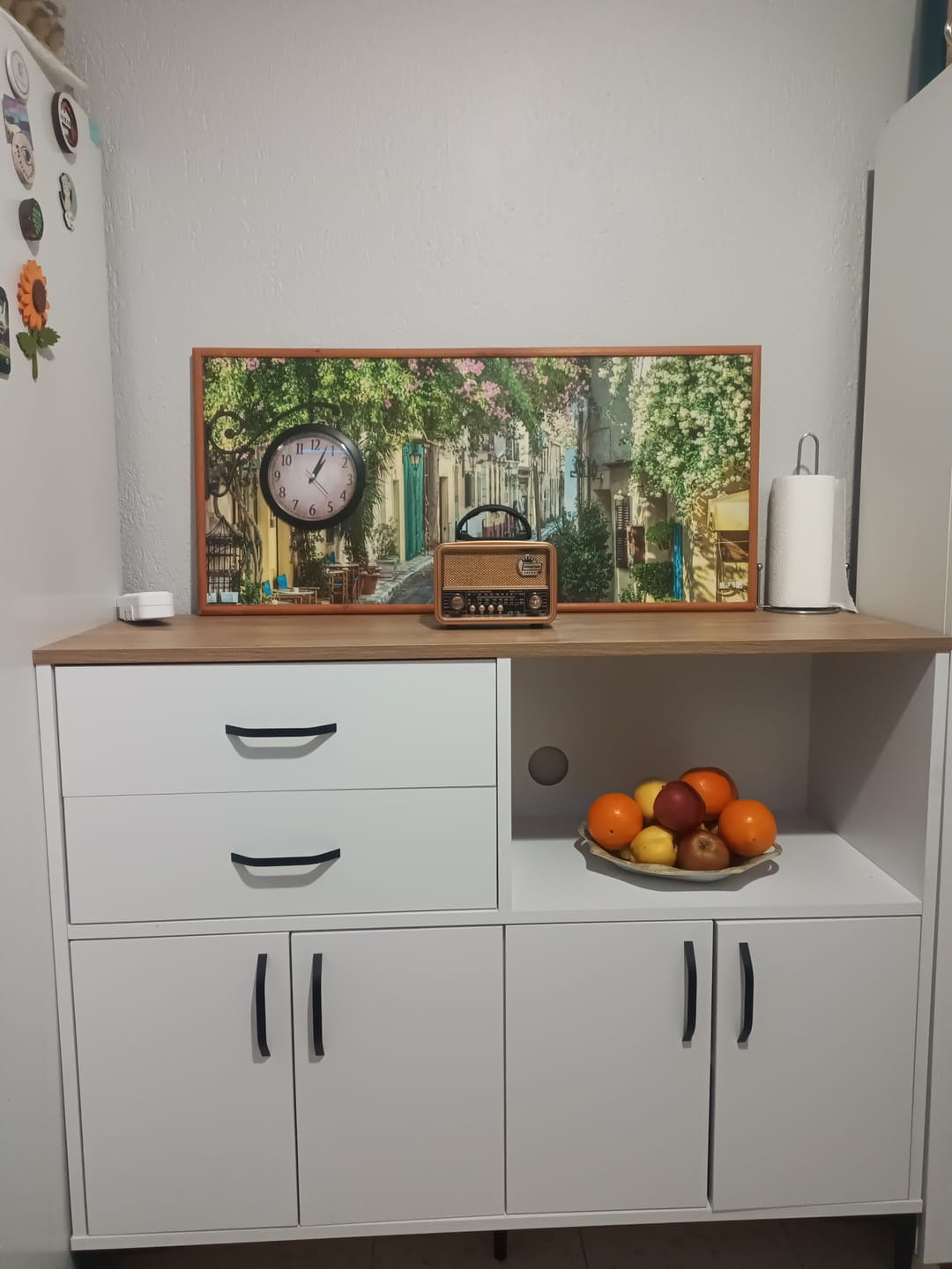 Customer photo review of Rani JE166 Kahve Köşesi Çok Amaçlı Dolap 4 Kapaklı 2 Çekmeceli Kiler Mutfak Dolabı Beyaz - Sepet Ceviz