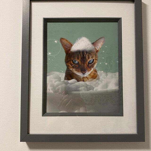 Customer photo review of Custom Cat Bathroom Art