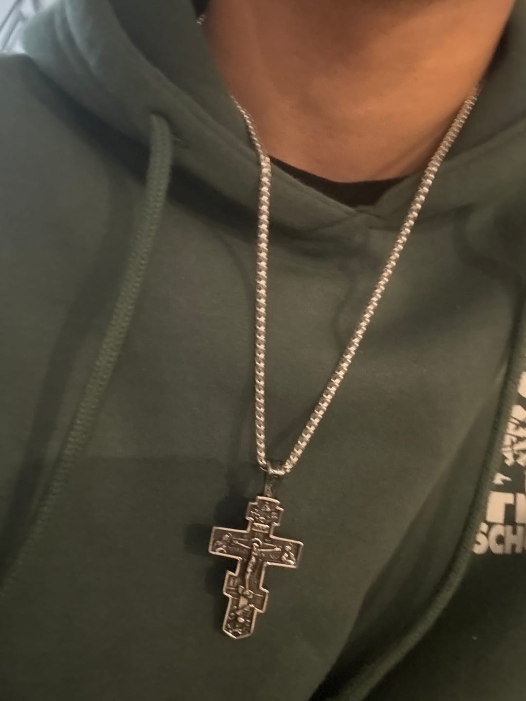Customer photo review of FREE Today: Titanium Orthodox Jesus Crucifix Necklace Protection Jewelry
