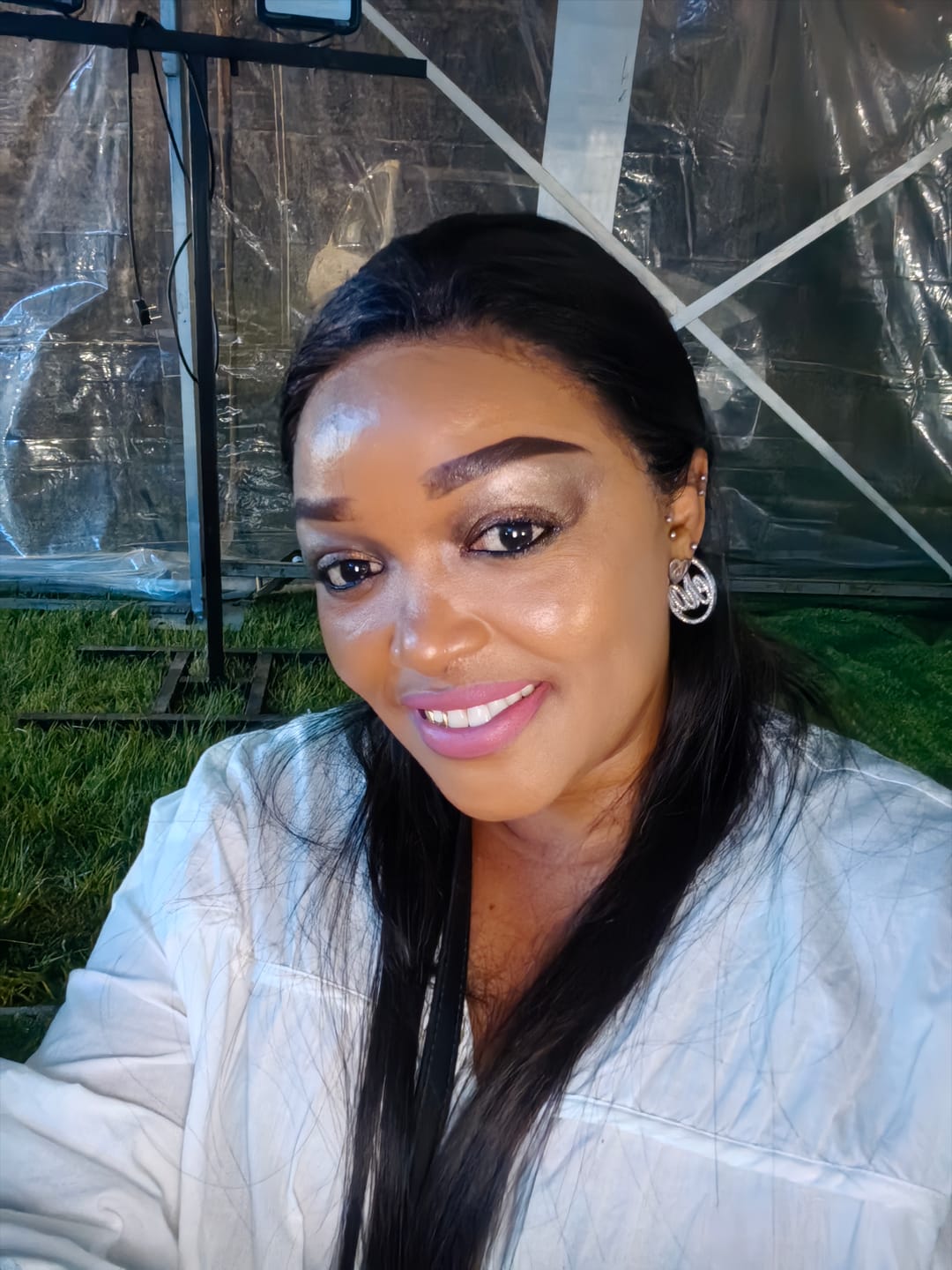 Customer photo review of Silver Luxe Mini Logo Hoops