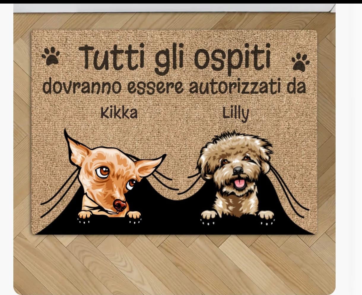 Customer photo review of Benvenuti da – Zerbino personalizzato