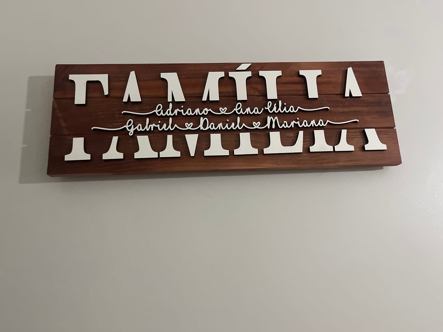 Customer photo review of Placa da Família Personalizada
