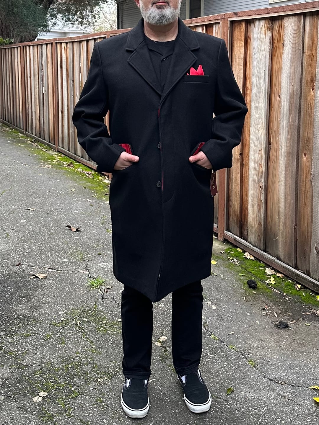 Customer photo review of Mens Overcoat in Wool - Black