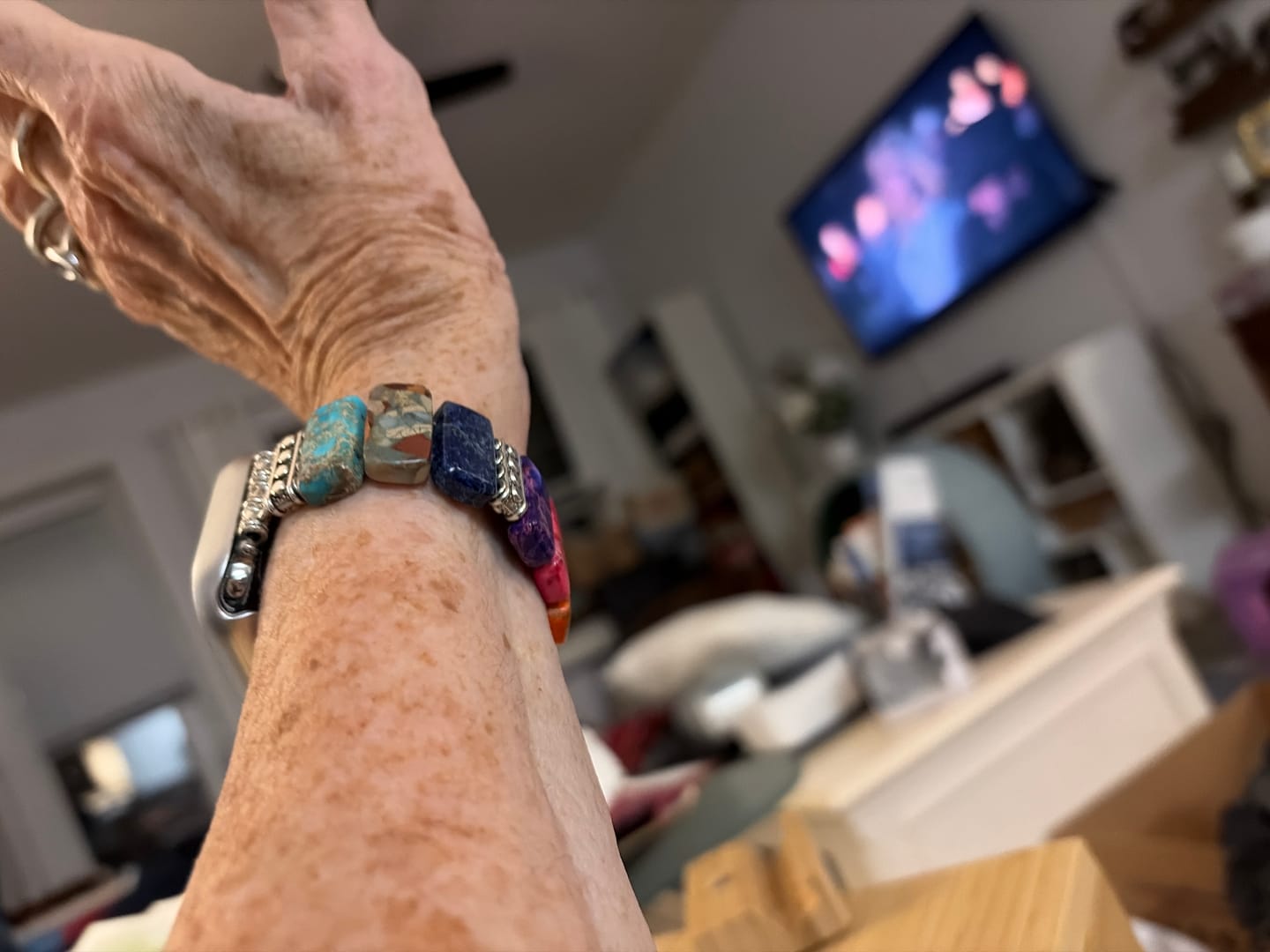 Customer photo review of Imperial Jasper Stretch Apple Watch Strap