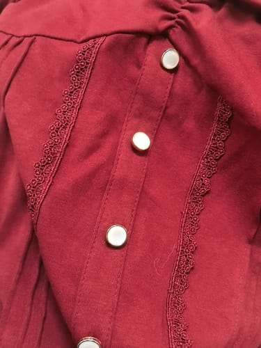 Customer photo review of Burgundy round neck long-sleeved dress