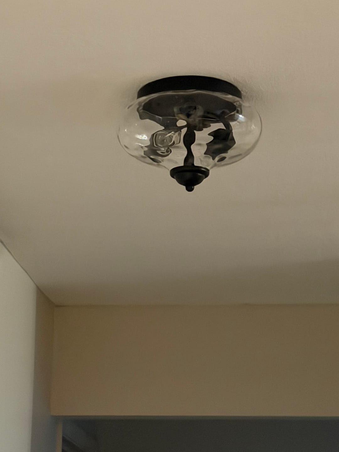 Customer photo review of 2-light Hammered Glass Flush Mount Ceiling Light