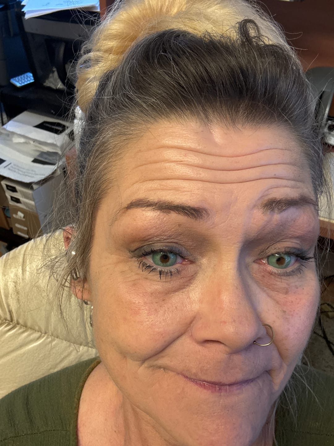 Customer photo review of Perla Light Green Prescription Colored Contact Lenses