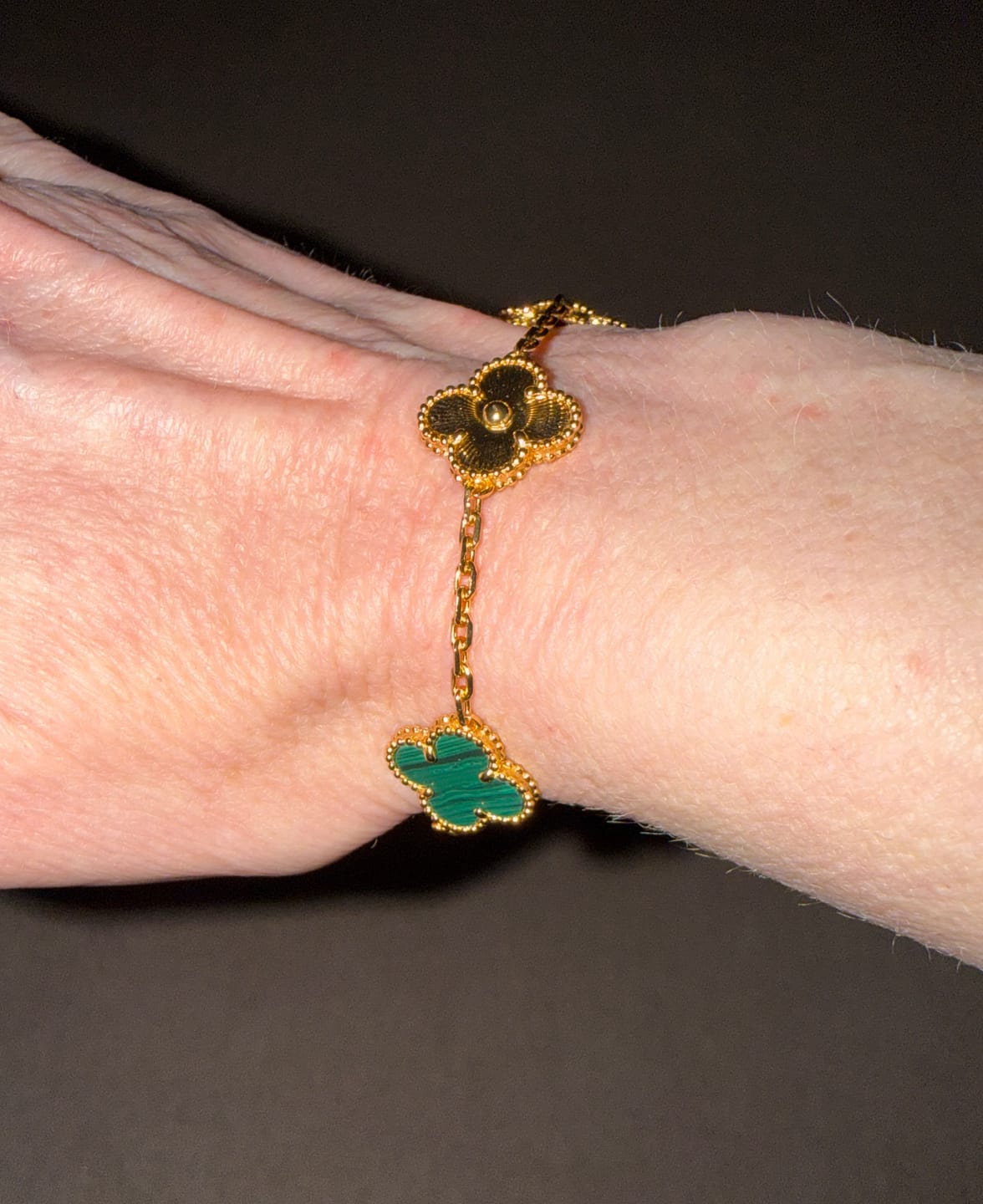 Customer photo review of 925 Silver, Lucky Clover Leaf Bracelet, 18K Gold Plated