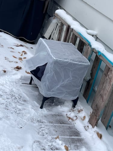 Customer photo review of AllGuard Outdoor Heated Cat House – Night Camo (Small)